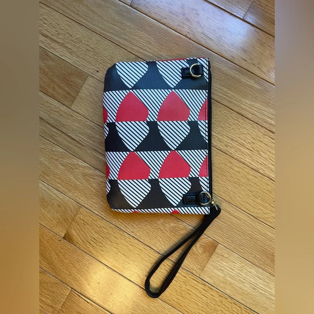 Betsey Johnson Red and Black Geometric Wristlet